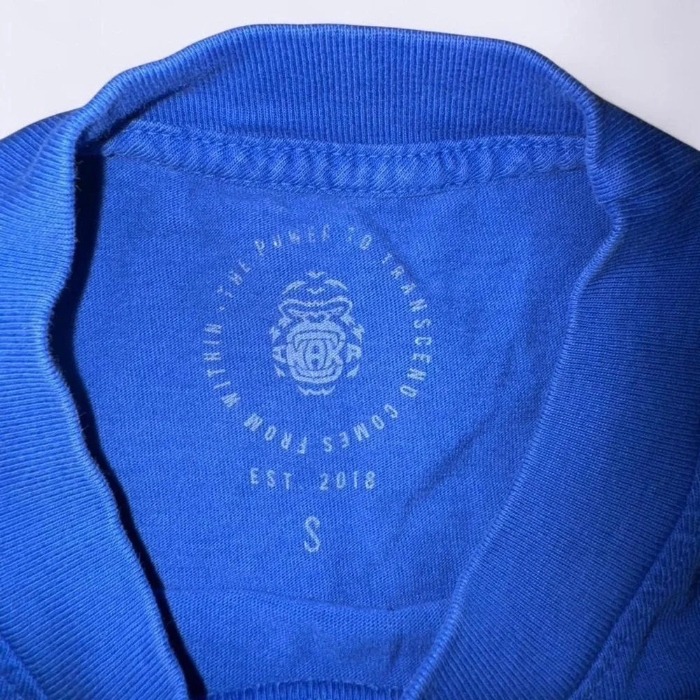Inaka Power Blue Graphic T-Shirt Small Globe Logo Front Back Streetwear Tee - Picture 3 of 4